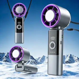 Portable Handheld Fan with Rapid Cooling Plate, 199 Customizable Speeds, Lightweight Foldable, High Speed Cooler for Travel, Camping, Beach Trips, Office, School & Summer Outdoor Activities