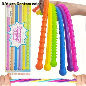3/6 Sensory Sticks Reversible Textured Toys, Non-Plastic Fine Motor Skills and Educational Thinking Toys, Random Colors, Perfect Birthday/Halloween/Christmas Party Gift, Random Colors
