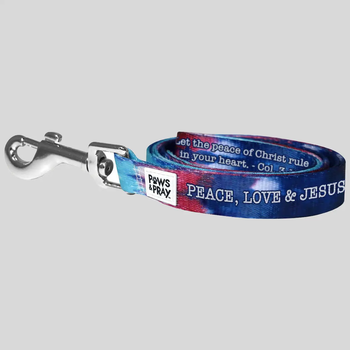 Paws & Pray Graphic Dog Lead, 60 Inches (60" x 3/4") Peace Love Jesus Design, Loose Leash Basic Lead for Dogs