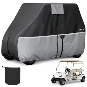 VEVOR Golf Cart Cover, Full Coverage 2+2/4 Passenger Golf Cart, 420D Waterproof Oxford Fabric Club Car Cover Fits Most Carts Club Car, Yamaha, EZGO, Honda, Silver-Coated Layer & Three Zipper Doors