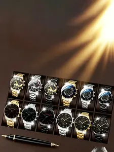 Men's Fashion Business Multifunctional Quartz Watch, Zinc Alloy Strap, Multiple Styles & Combinations, Ideal Gift for Him