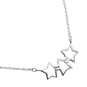 Pre-owned Tiffany & Co. Sterling Silver 925 (Ag925) Small Leather Goods Tiffany Triple Star Silver 925 Necklace