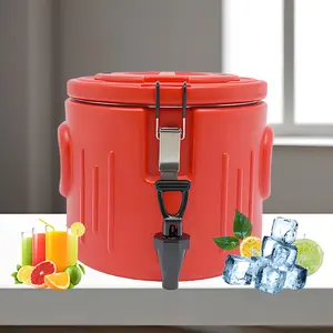 Stainless Steel Beverage Cooler with a Juice Dispenser And Tap, Featuring a Large 2.64gal Capacity. It Can Keep Drinks Cold And Food Warm, Making It Suitable for Outdoor Camping As a Portable Multifunctional Cooler. Ideal for Restaurants