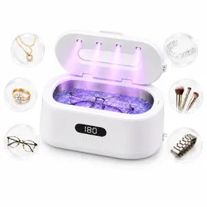 Ultrasonic Cleaner Machine, Premium 380ML 49kHz Sonic  Device with 5 Timer Modes, Stainless Steel Tank for Eyeglasses, Jewelry, Retainers, Rings, Watch Bands and Makeup Brushes,Ultrasonic  Accessories easy home