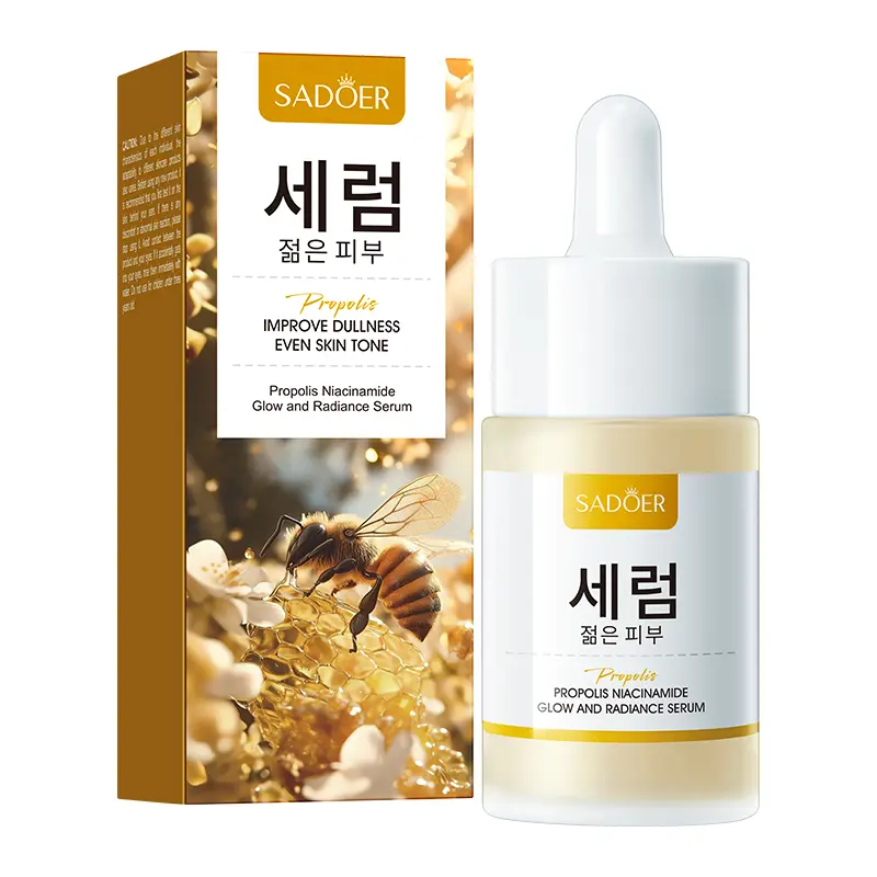 Propolis Niacinamide Radiance Facial Serum by SADOER, Deep Hydrating Hyaluronic Acid Face Essence, Improve Dull Rough Skin, Lightweight Non-Greasy Brightening Skin Care Serum