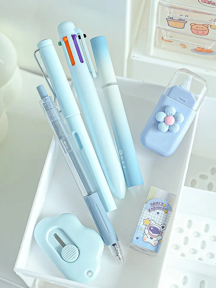 7-in-1 All Round Stationery Set Multicolor Pen Correction Tape Eraser School Daily Use Back to School Kit