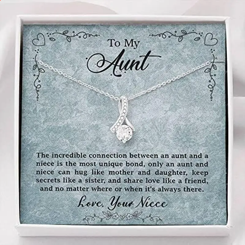 To My Beautiful Aunt With Message Card In A Box Gift For Aunt From Niece Love Always, Necklace For Women, Necklace For Aunt, The Incredible Connection Between An Aunt And A Niece Is The Most. Necklace Jewelry With Meaningful Messages Card & Box