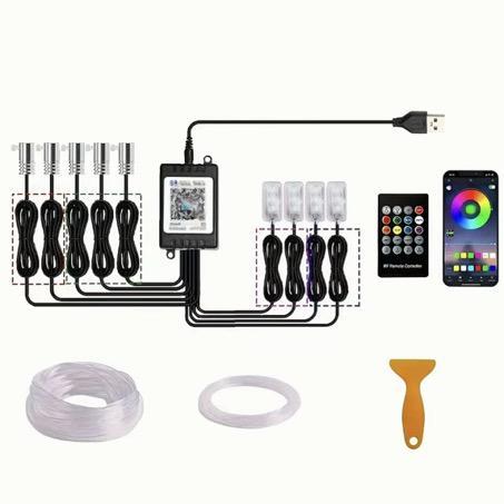 9-in-1 RGB Car Interior Ambient Light Kit – APP & Remote Control, Music Sync, Multicolor LED Lighting