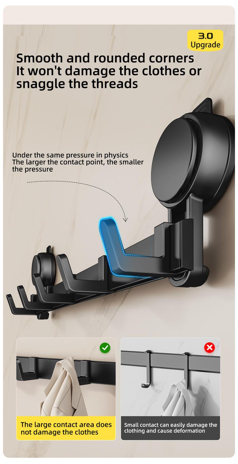 Suction cup door rear hook, no punching adhesive, strong load-bearing, door rear clothes rack, shower room storage rack