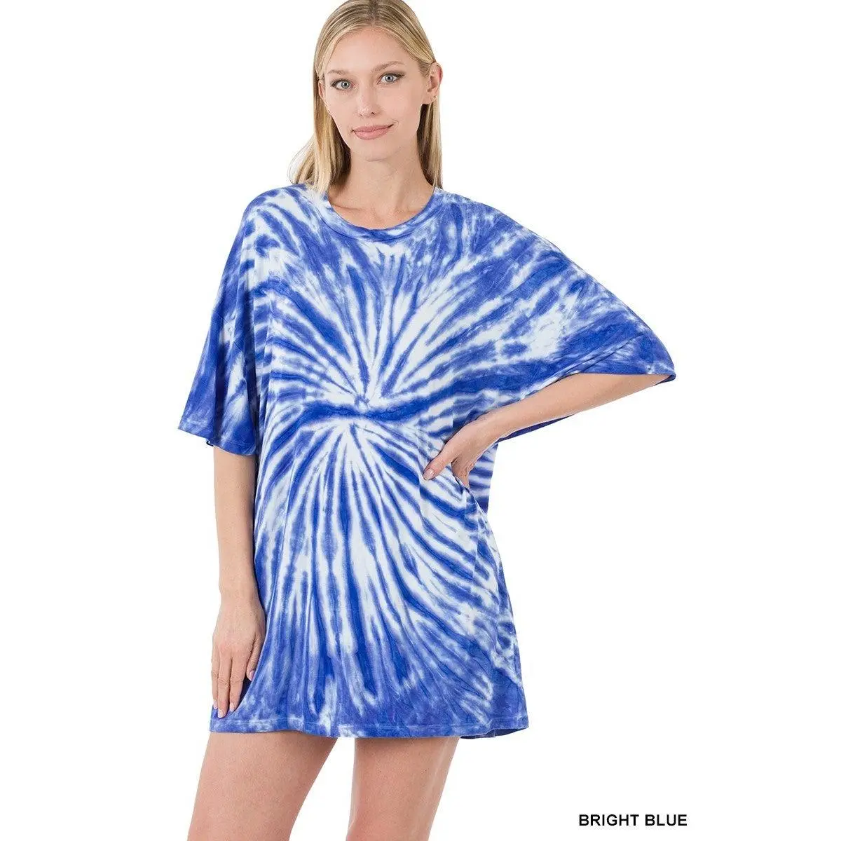 TIE DYE OVERSIZED LONGLINE TOP #RT-8080AB