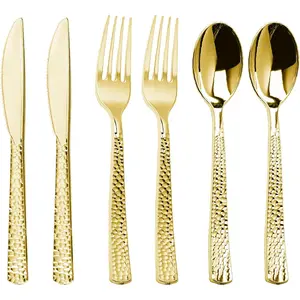 360PCS Gold Silverware, Duty Cutlery Set, Disposable Utensils, 120, 120 and 120 for, Wedding and Events