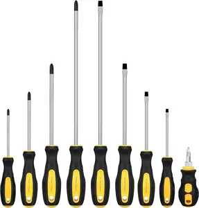 9 count  Screwdrivers Set, Including 12in Phillips and Slotted Screwdrivers, with Non-Slip Cushioned Handle Grip(9pcs  Set