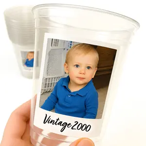 CUSTOM PLASTIC PHOTO CUPS 16OZ - Personalized Photo Cups with Customizable Images - 12 Count Set for Gifting or Self-Treating - Unique Drinkware Experience