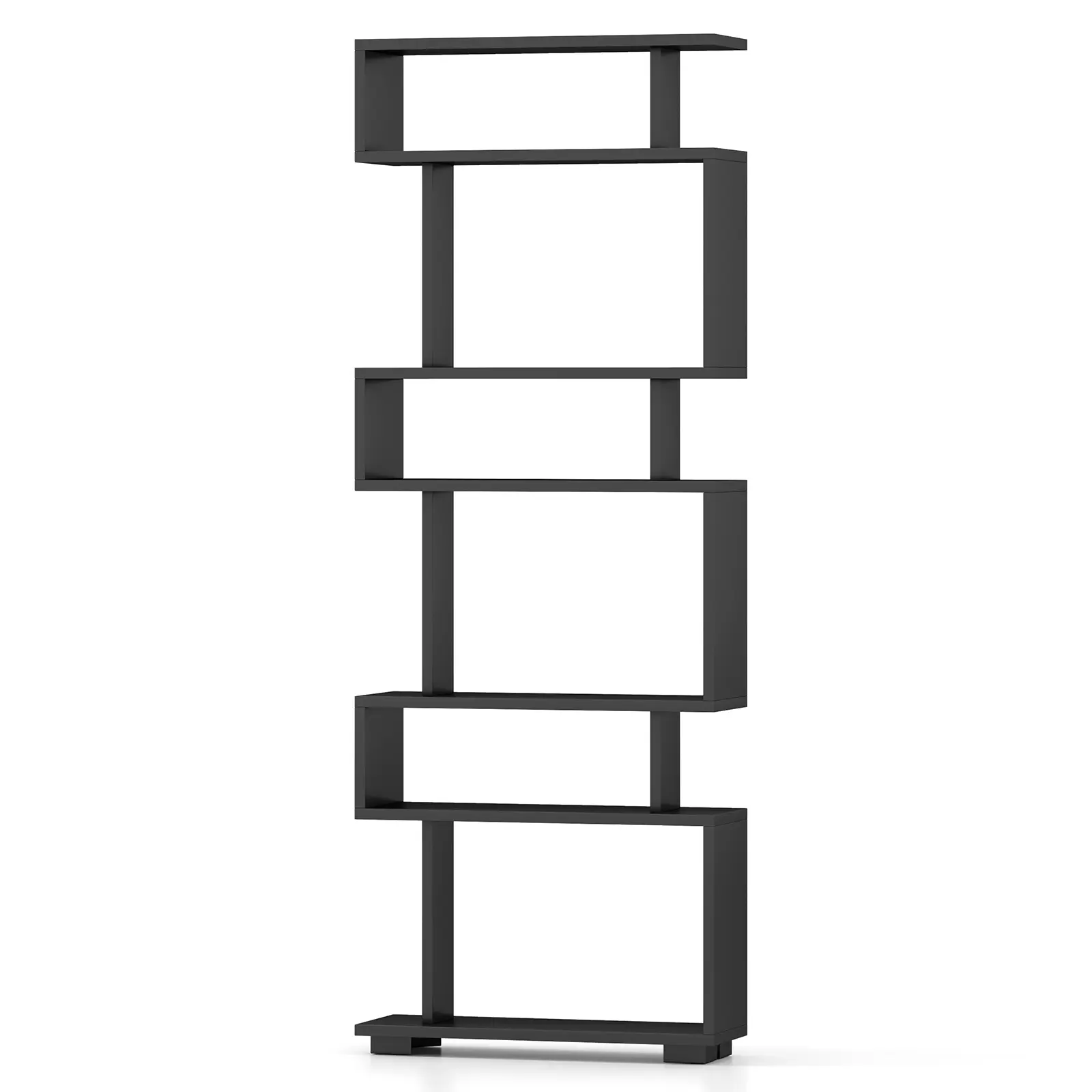 COSTWAY - 6-Tier Bookcase with Anti-Tipping Kit-Black COSTWAY - 6-Tier Bookcase with Anti-Tipping Kit-Black
