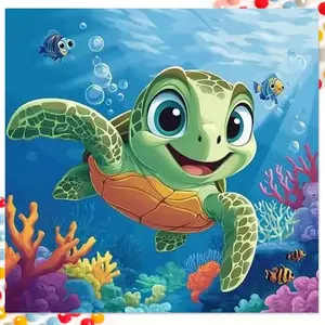 5D DIY Full Drill Round Diamond Painting - Diamond Art Kit, Sea Turtle, Fish, Coral, Seashell, Mosaic, Canvas - DIY Decorative Painting, Home Wall Decor, Suitable for Halloween, Christmas, Birthday, and Anniversary Gifts, Handicraft, Handmade Gifts