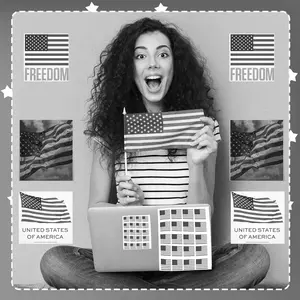 100 Pcs US Flag Stickers Patriotic DTF Printing Easy to Apply Red White Blue for Clothes Accessories Independence Day Decor