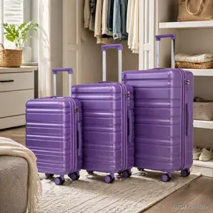 ARCH 3-Piece Hard-Sided Travel Luggage Set (20/24/28in) - ABS Spinner Wheels, Combination Lock, Lightweight Durable, Carry On Trolley Bag, Purple, Multi-Day/High-Capacity Wheels Luggage Sets for Travel, Business
