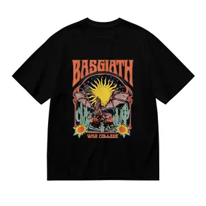 Fourth Wing Basgiath War College Graphic T-Shirt - 180G Heavyweight 100% Cotton Black Fantasy Dragon & Cactus Design Casual Round Neck Tee for Adults, Machine Washable