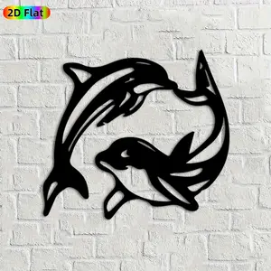 1pc Dolphin Metal Wall Art, Graceful Dolphin Statue Mural, Ideal Gift for New Year, Easter, Ocean Decor Enthusiasts, Rust-Resistant Metal Wall Decor Wall Sculptures, Perfect for Outdoor Wall & Garden Fence, Unique Coastal Home Decor