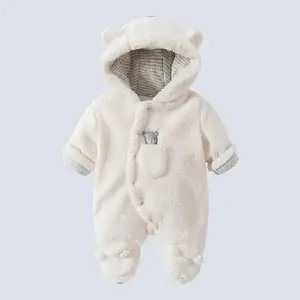 Unisex Baby Clothes Winter Coats Fleece Footie Romper Cute Bear Newborn Infant Jumpsuit Snowsuit Bodysuits for Baby Clothing Hooded