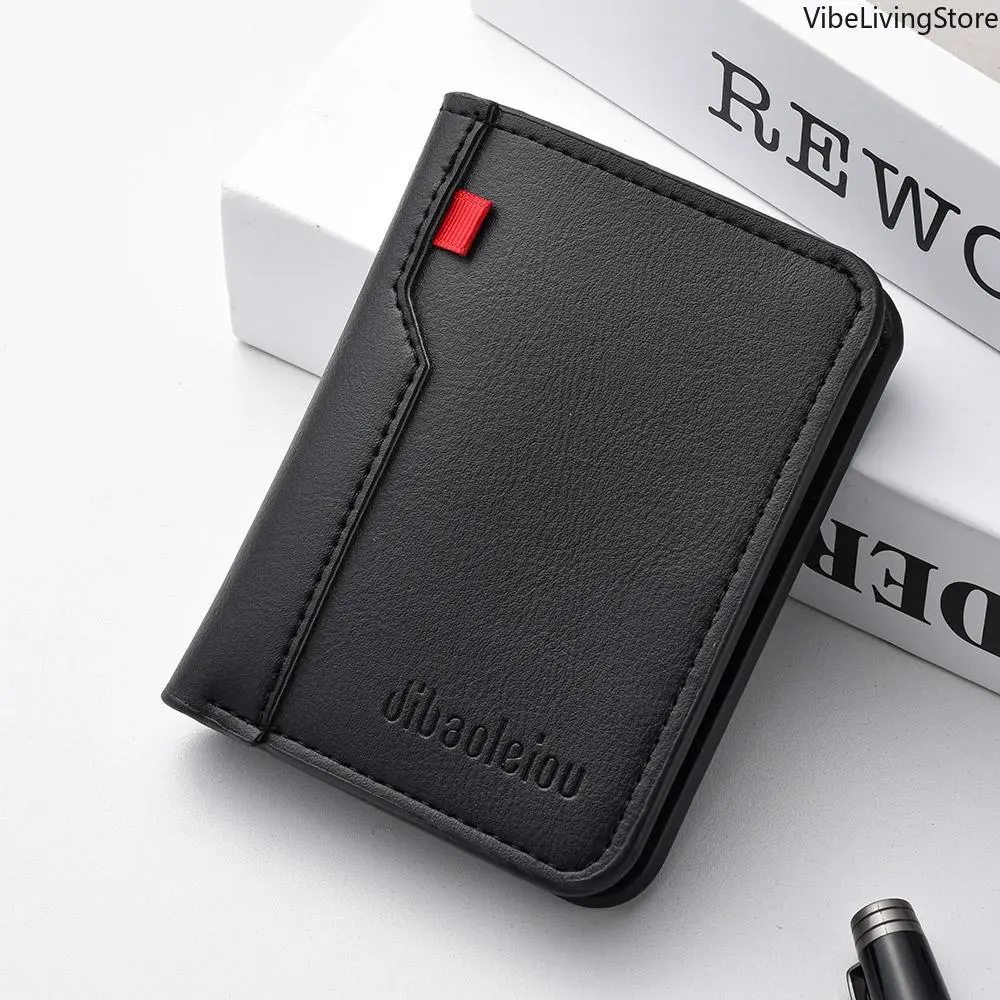Men's Ultra-Thin Mini Soft PU Leather Minimalist Vertical Folding Credit Card Wallet - 1Pc, Lightweight Chic Plain Accessory with Card Slots, Minimalist Wallet, Vertical Folding Wallet