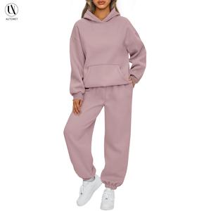 AUTOMET Women's 2-Piece Hoodie Loungewear Set - Long Sleeves, Plus Size, Fall Baggy Oversized Casual Women's Clothes, Relaxed Fit Sweatpants with Handy Pockets, Ideal for Airport Travel (Matching Sets)