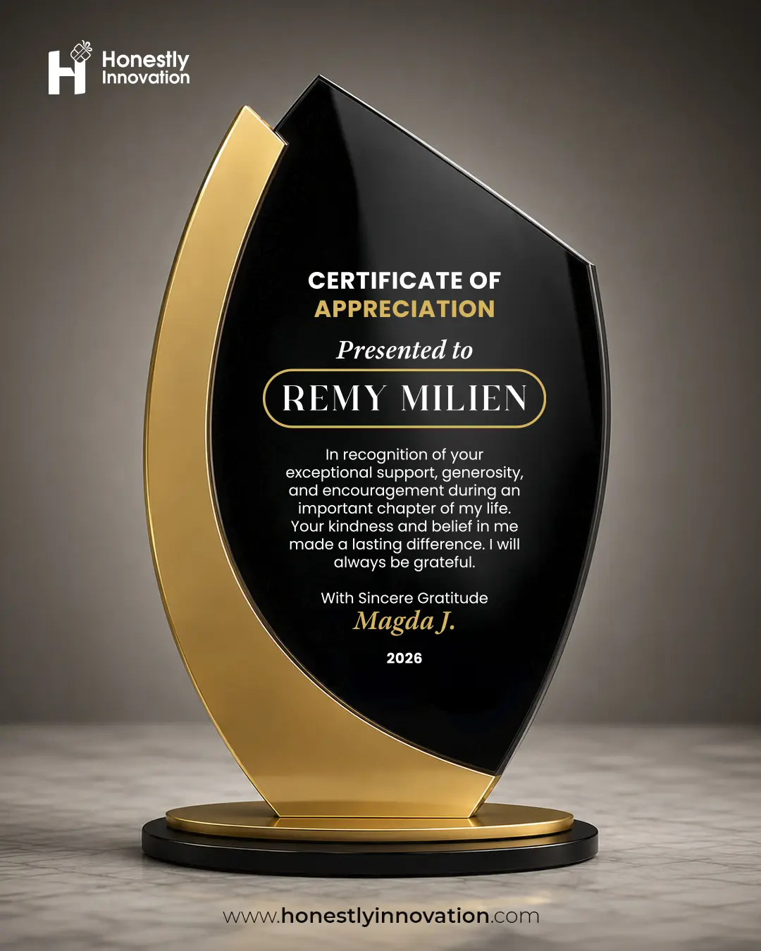Custom 3D Acrylic Flame Award Trophy | Personalized Business, Church, Competition Recognition