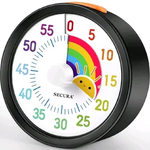 Secura 60-Minute Visual Timer for Kids, Classroom Countdown Timer with 'Rainbow' Pattern, Timer Management Tool for Kitchen, School, Office