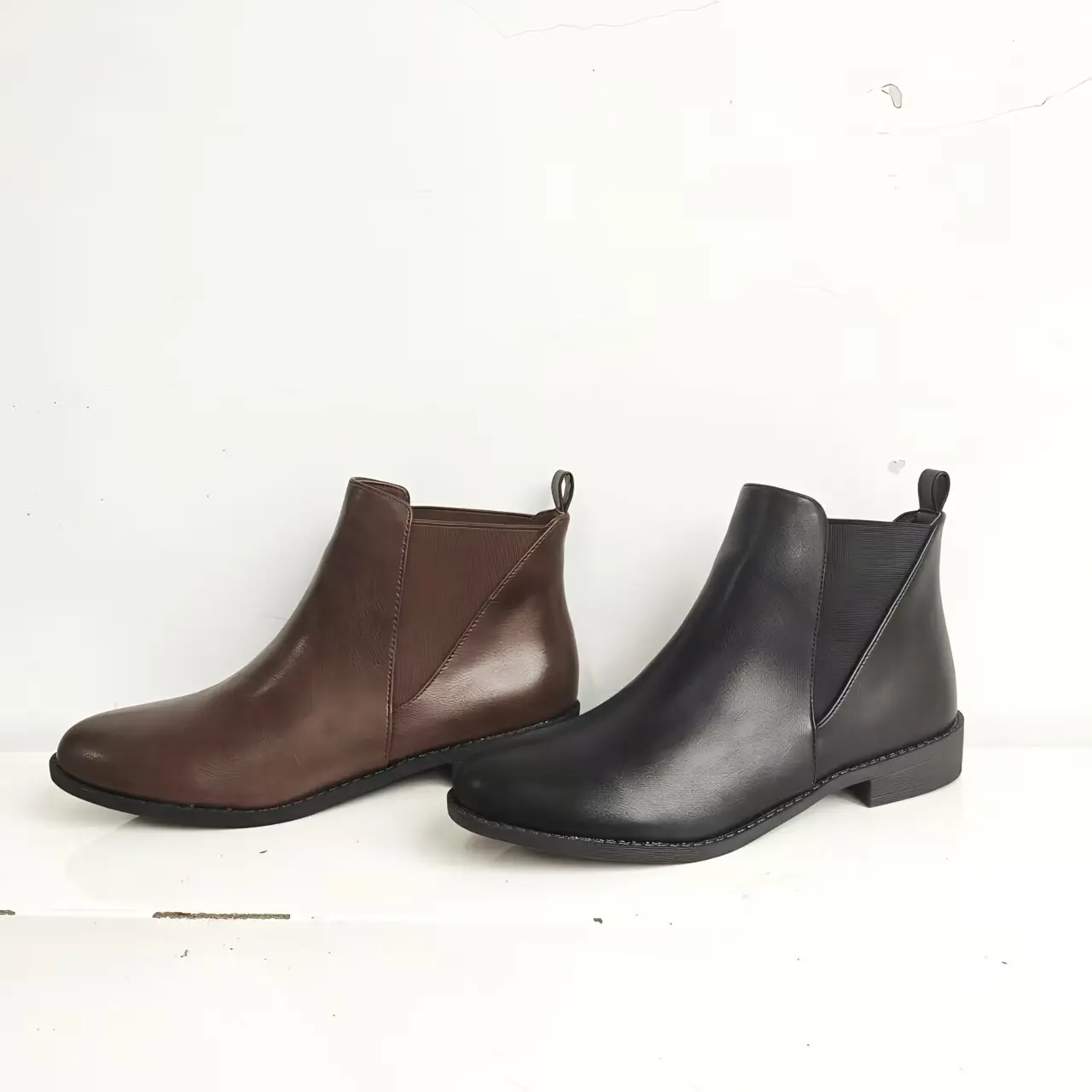 Women's Vintage Classic Chelsea Boots 013 - Premium PU Leather Slip-On Walking Shoes, Soft Durable Fabric Footwear, Elastic Band Goring, Slimming Versatile Style for Fall/Winter Commute, Daily Wear