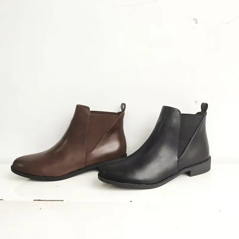 Women's Classic Chelsea Ankle Boots - PU Synthetic Fabric Footwear, Slip-On Wide Round Toe, TPR Sole, Stain-Resistant, Waterproof, Stylish for Casual Daily Wear & Fall Commute with Daily Elegance & Downtown Cool