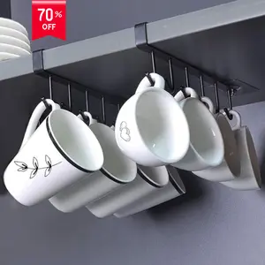 2pcs Mug Hooks Under Cabinet Mug Holder Rack for Cups/Kitchen Utensils/Ties Belts/Scarf/Keys Storage - Organiser