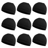 9pcs Black Skull Caps - Cooling, Lightweight, Breathable, Sweat-Wicking, Quick-Drying Sports Hats for Men, Hats for Women, Outdoor Cycling, Running,