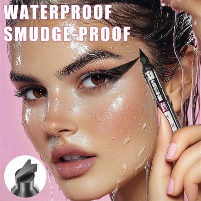 2 in 1 Double-Ended Stamp Eyeliner black - Quick eyeliner stamp-Waterproof, Sweatproof & Smudge-Proof, Long-Lasting Black Tint Wingliner, Easy and Simple Eye Makeup- Lush Lens