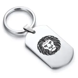Stainless Steel Leo Zodiac (Lion) Dog Tag Keychain
