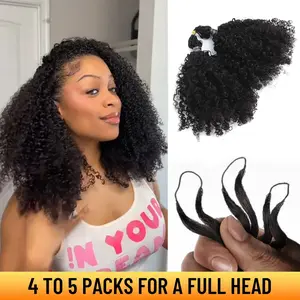 Ygwigs Feather Crochet Hair Extension Human Hair Double-Strand 60g/Pack, 4 to 5 Packs Recommended for a Full Head