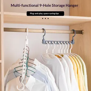 Household 9-Hole Hanger, Multi-Functional, Foldable, Rotatable, Magic Closet Storage, Space-Saving, Hanger Rack, Modern Minimalist