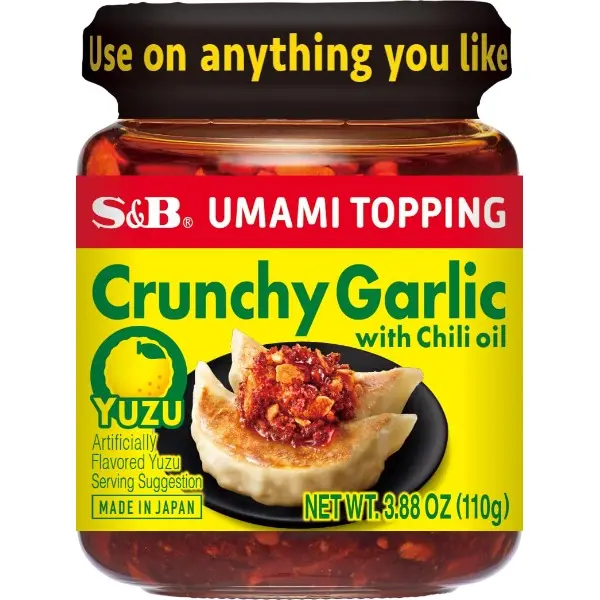 Umami Cooking Sauce Topping - Garlic Yuzu Flavor, Infused with Natural Ingredients, Powdered Sugar, Sesame Oil, Corn Oil, Monosodium Glutamate, Mild Garlic Chili Crunch Cooking Sauces, Crispy Garlic Chili Oil Cooking Sauces