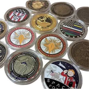 U.S. Military Commemrative Steel Coins 1.57 inches with Plastic Protective Case Navy Army Marines Air Force Coast Guard First Responder Veteran Christian