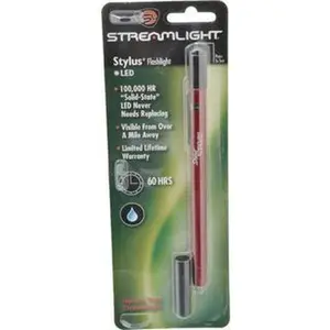 Streamlight Mini Flashlight - White LED Bulb, Red Aluminum Body, 3 AAAA Alkaline Batteries Included (Model 65035)