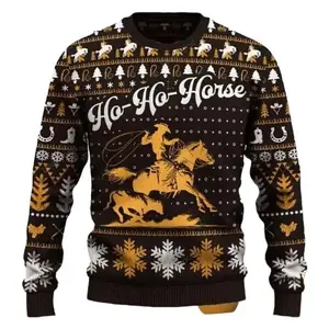 Ho-Ho-Horse Team Roping Single Christmas Ugly Sweater for men and women