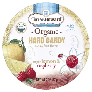 Torie & Howard Organic Hard Candy, Meyer Lemon & Raspberry, 2 oz (57 g)