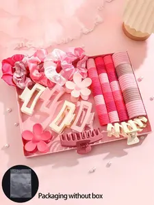 Random Color Hair Cute Accessories Set for Valentine's Day Galentineday Outfit, Cute Flower Decor Hair Accessories for Women & Girls, Including Hair Tie, Hair Claws, Scrunchie for Daily Use for All Seasons, Minimalist Headwear Suitable for Thick Hair