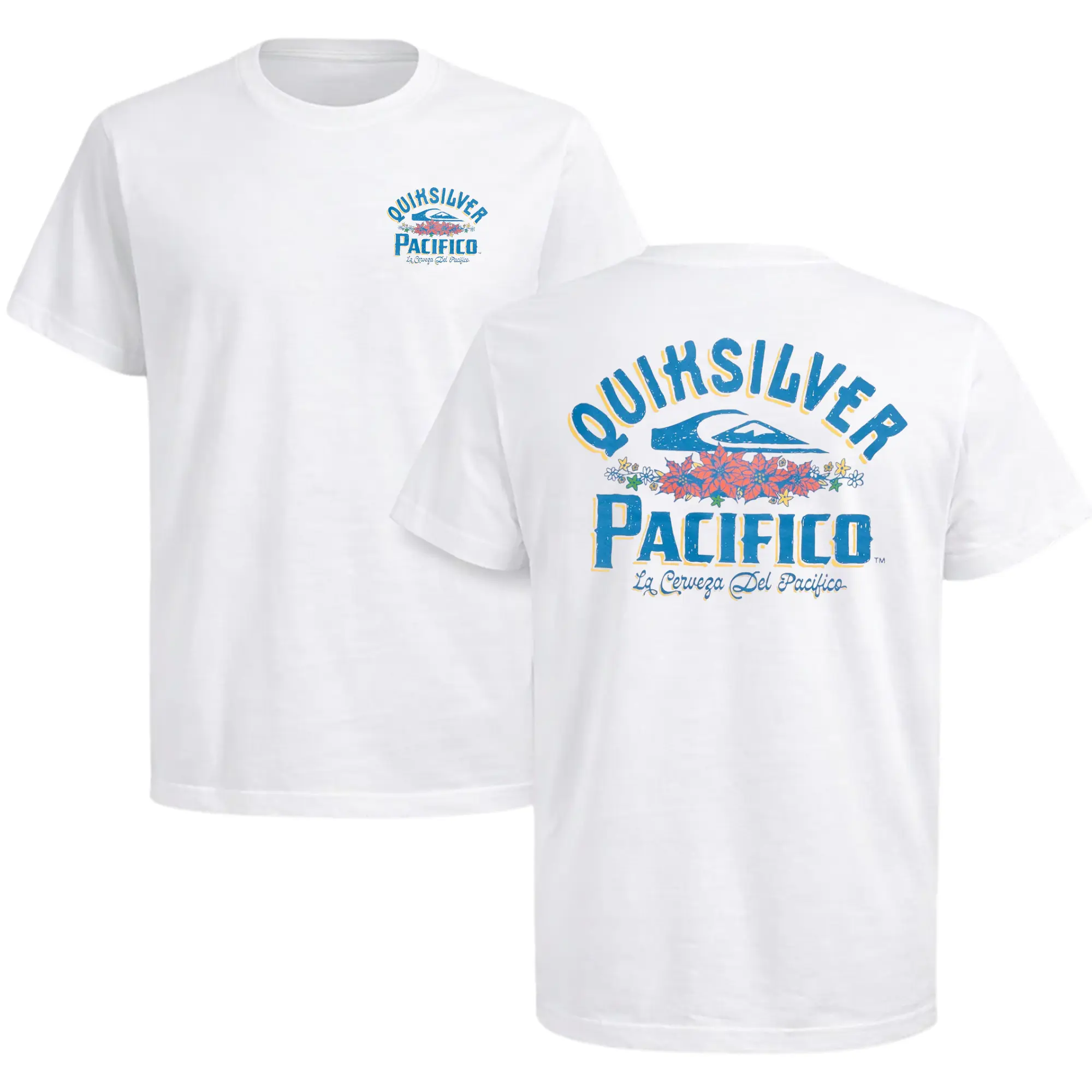 Quiksilver Pacifico Surf T-Shirt, Retro Beach Graphic Tee, Coastal Summer Lifestyle Shirt Cotton Menswear