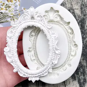 DIY European Retro Pattern Oval Frame Silicone Mold Molding, Resin Craft Tools for Aromatherapy, Soap, Gypsum, Candle Decorating, Home Ornaments