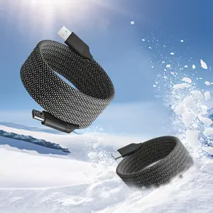 New nylon braided magnetic Type-C charging cable, suitable for Android phones and tablets fast charging Type-C to Type-C data cable