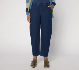 LOGO by Lori Goldstein Regular Indigo Pull On Barrel Ankle Jeans