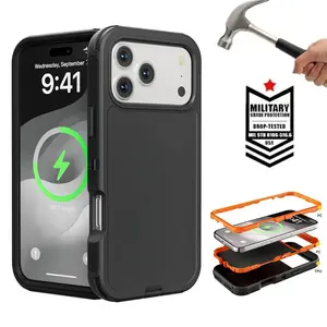 Military Grade For iPhone 17 17e Air 16 16e 15 Pro Max 14 13 12 Phone Case Heavy Duty Shockproof Rugged Cover Phone Accessories Handheld Smartphone Protection