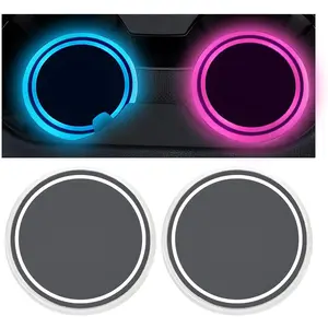 2 count LED Cup Holder Lights for , 7 Colors Changing Luminescent Light  Insert Coasters, Rechargeable LED Atmosphere Lamp Cup Pad, Interior  Accessories (No )