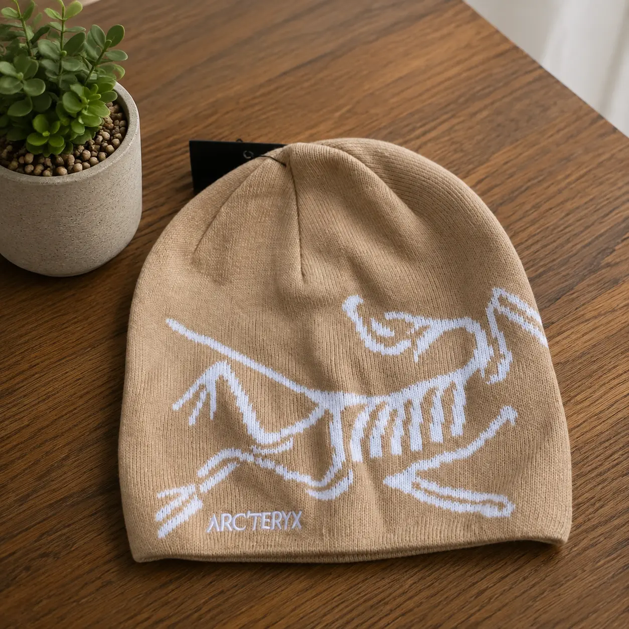 NWT Arc'teryx Bird Beanie Beige, Skeleton Bird Fossil Knit Hat, Vintage Y2K Gorpcore Outdoor Streetwear Winter Cap