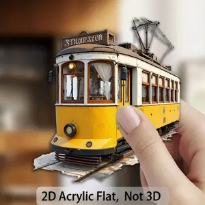 A Single Lisbon Tram Magnet Featuring a Classic Yellow Portuguese Tram Alongside a Nostalgic Landmark from Lisbon. This Collectible Is Perfect for Your Fridge Or Desk And Makes a Great Acrylic Souvenir Gift for Travel Enthusiasts And History Lovers